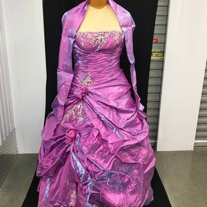 Vintage Inspired Taffeta Prom Dress Beaded Details